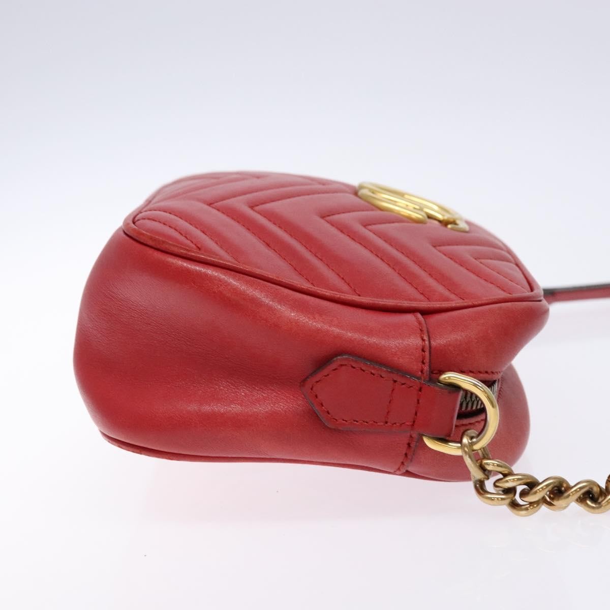 Gucci GG Marmont Monochrome Shoulder Bag Matelasse Leather, RED, LEATHER, Shoulder bag