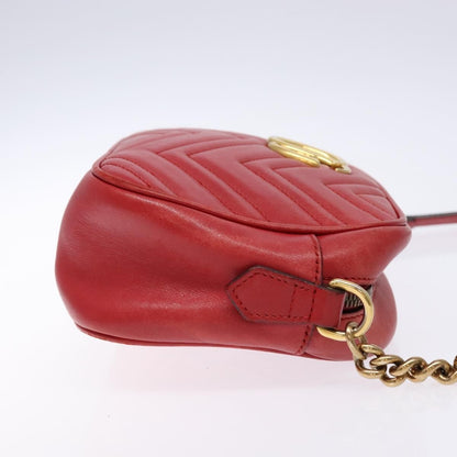 Gucci GG Marmont Monochrome Shoulder Bag Matelasse Leather, RED, LEATHER, Shoulder bag