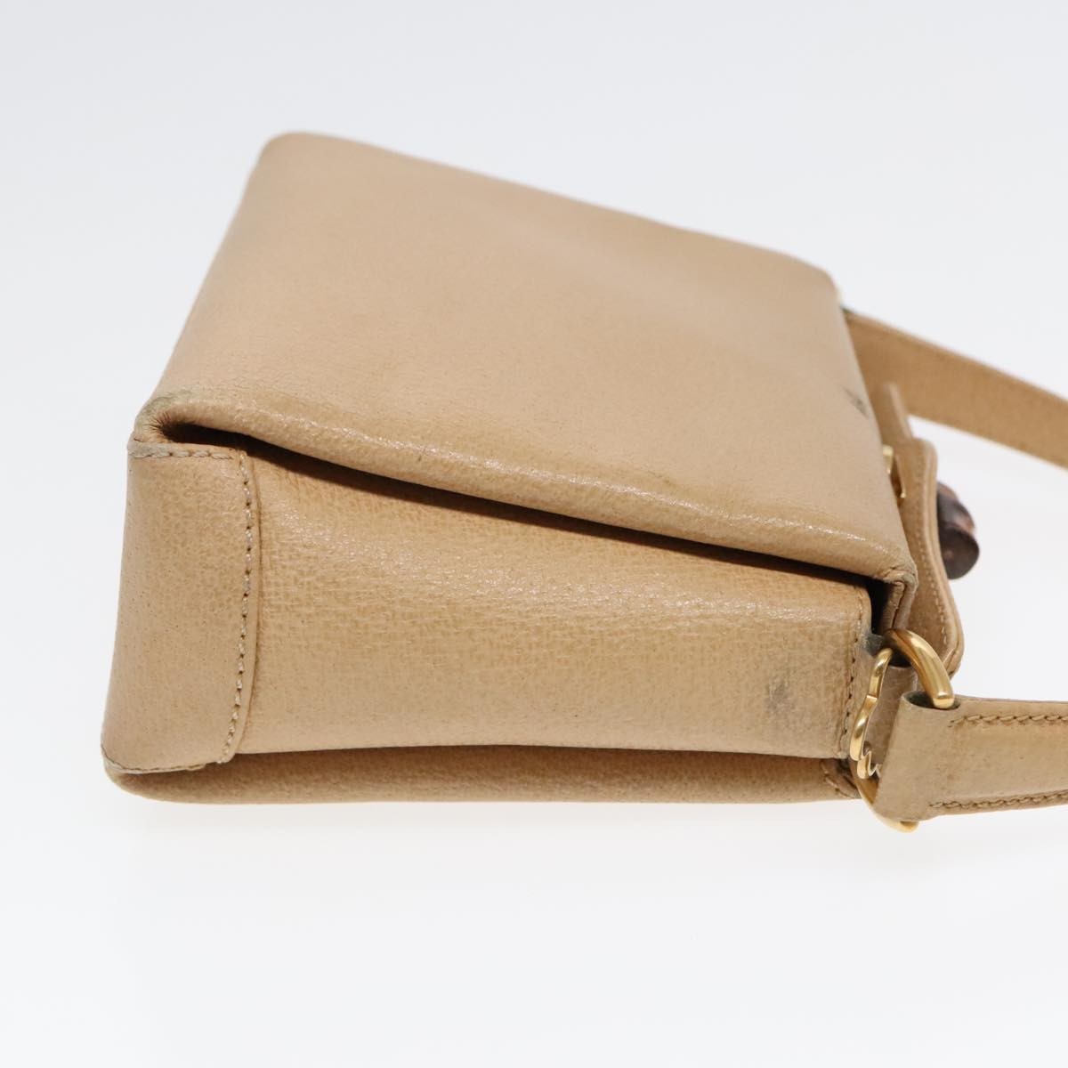 Gucci Vintage Convertible Bamboo Box Crossbody Bag Leather, Beige, Leather, Handbag