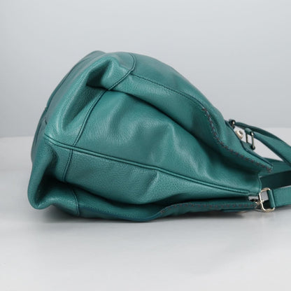 Celine Orlov Handbag Leather, TURQUOISE, LEATHER, Handbag