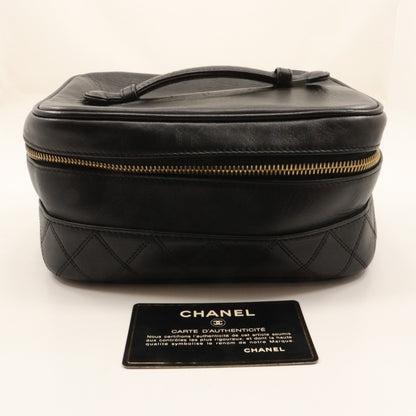 Chanel Vanity pouch Leather, BLACK, LEATHER, Toiletry Case