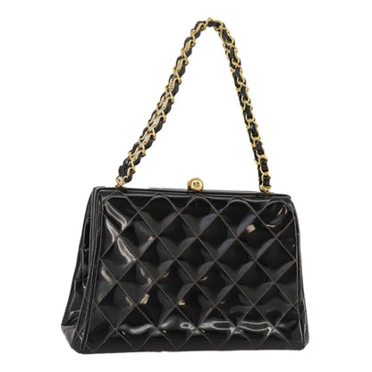 Chanel Vintage Chain Frame Bag Quilted Patent, BLACK, PATENT_LEATHER, Handbag