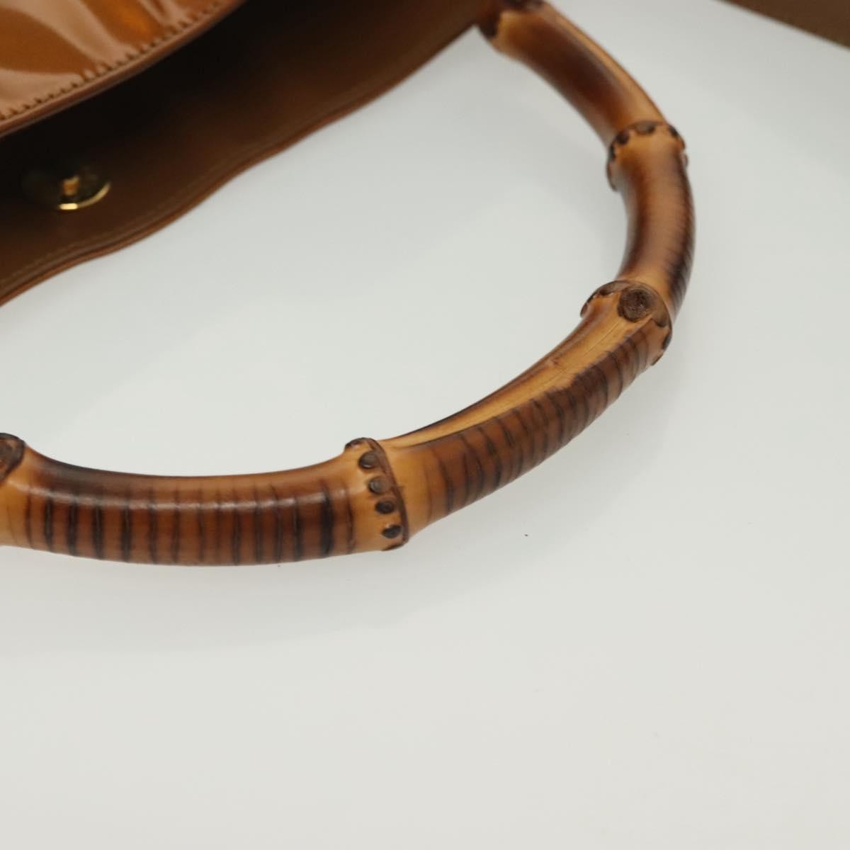 Gucci Vintage Bamboo Handle Bag Patent leather, GOLD, PATENT_LEATHER, Handbag