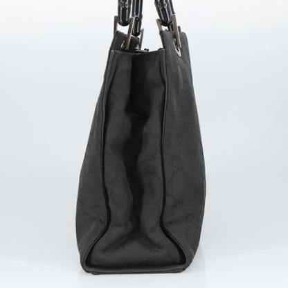 Gucci Vintage Bamboo Handle Tote GG Nylon, Black, Nylon, Tote Bag