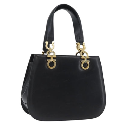 Salvatore Ferragamo Gancini handbag Leather, BLACK, LEATHER, Handbag