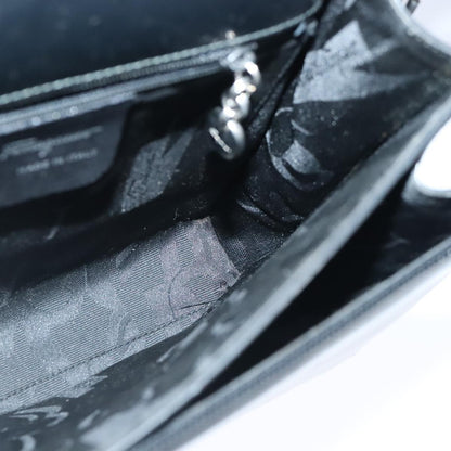 Salvatore Ferragamo Gancini handbag Leather, BLACK, LEATHER, Handbag