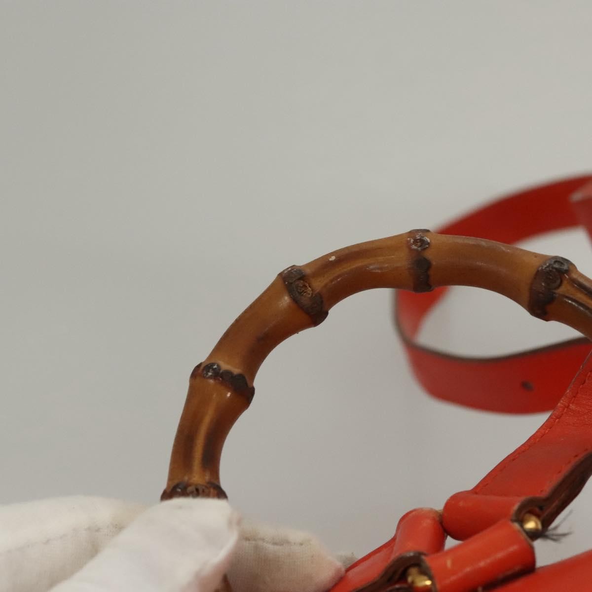 Gucci Vintage Bamboo Backpack Leather, ORANGE, LEATHER, Backpack