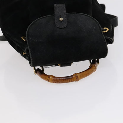 Gucci Gucci bamboo backpack daim, Black, Suede, Backpack