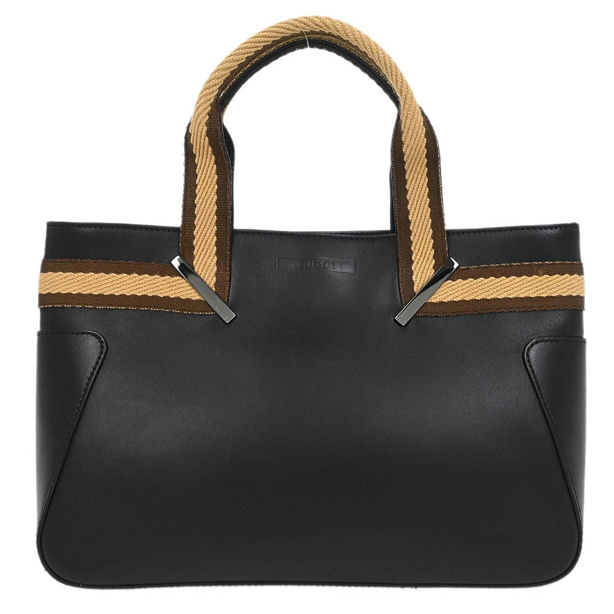 Gucci Web Handbag Leather wih Canvas, BLACK, LEATHER, Handbag