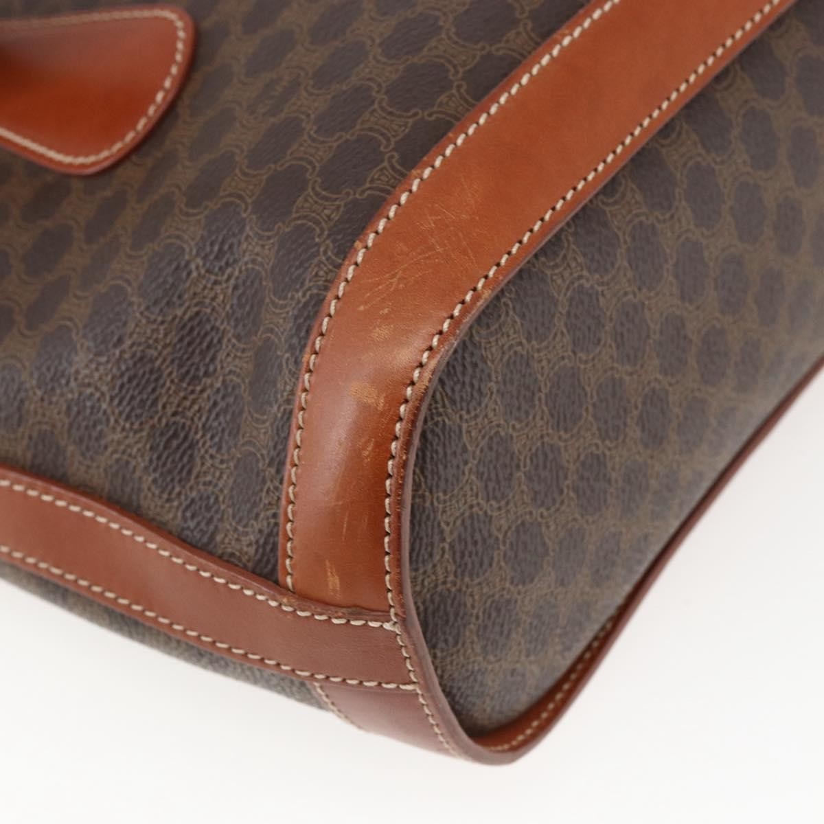 Celine Vintage Macadam Handbag Canvas and Leather, BROWN, CANVAS, Handbag