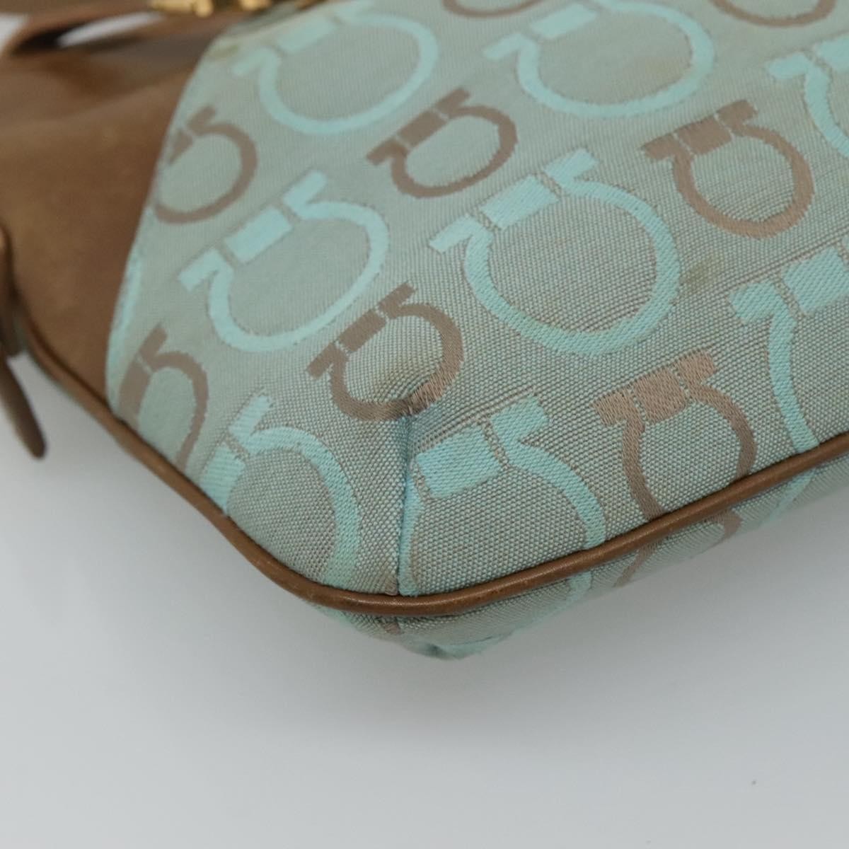 Salvatore Ferragamo Gancini Shoulder Bag Canvas, BLUE, CANVAS, Shoulder bag