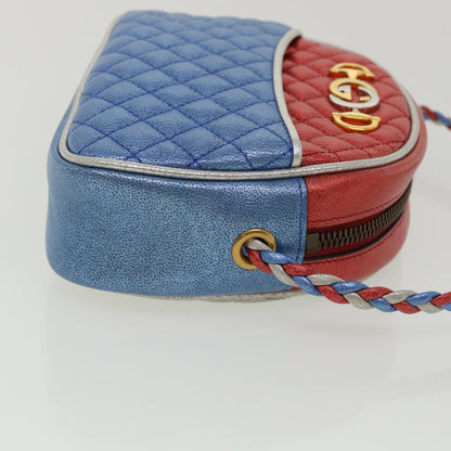 Gucci Trapuntata Camera Shoulder Bag Quilted Laminated Leather, RED, LEATHER, Shoulder bag