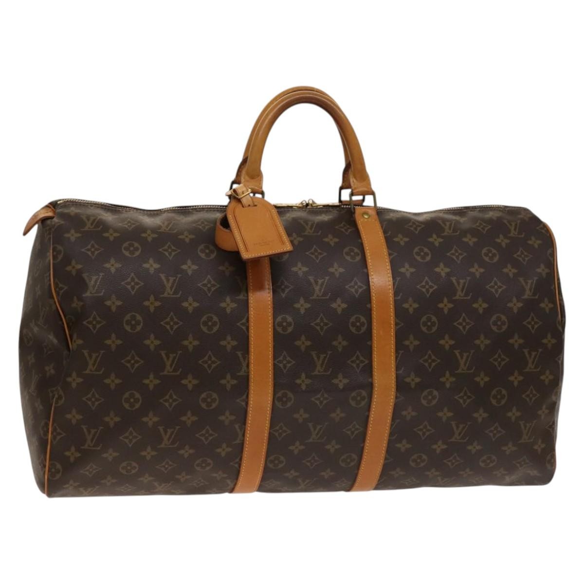 Louis Vuitton Keepall Bag Monogram Canvas, BROWN, CANVAS, Travel bag