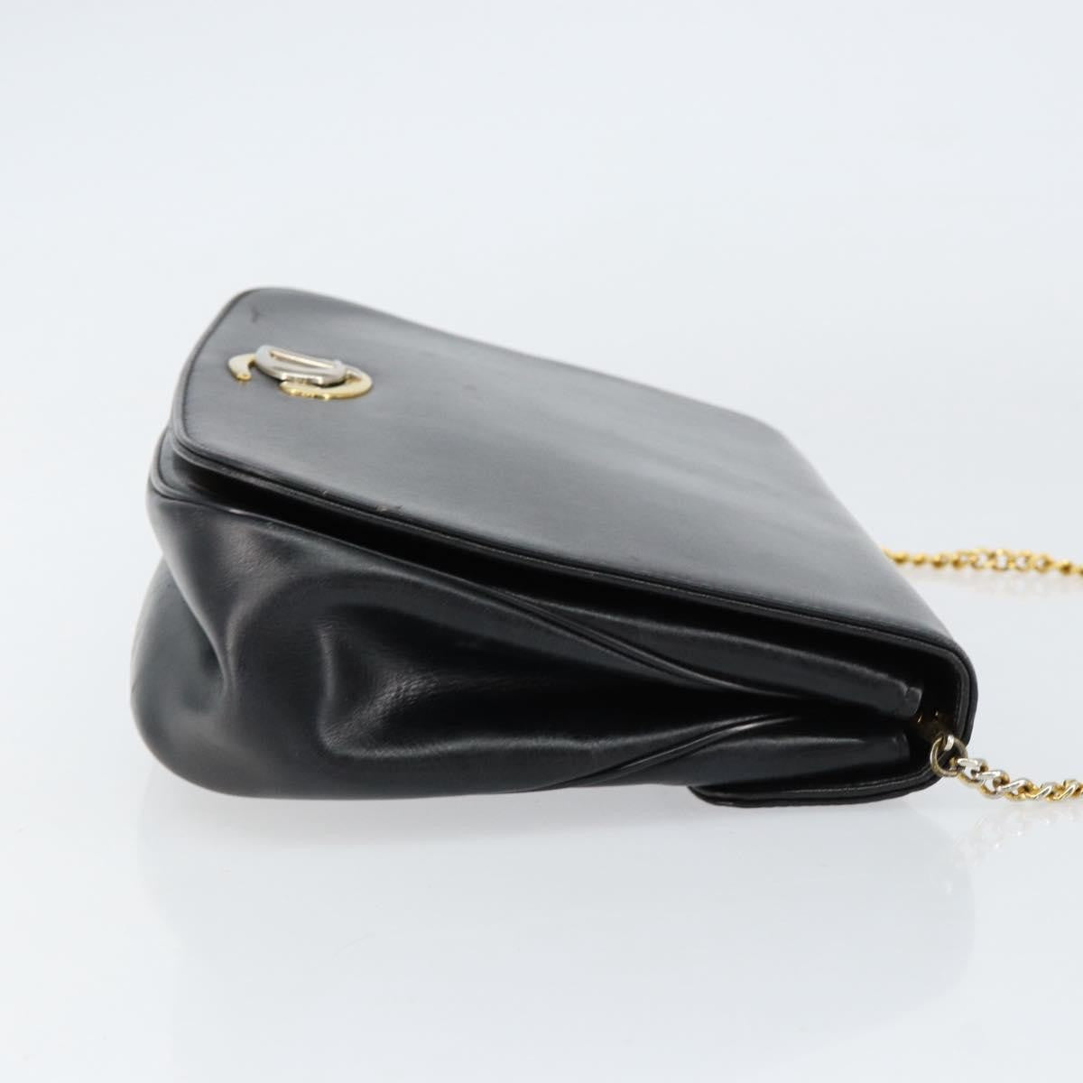 Christian Dior Vintage Chain Flap Shoulder Bag Leather, BLACK, LEATHER, Shoulder bag