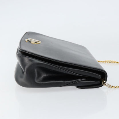 Christian Dior Vintage Chain Flap Shoulder Bag Leather, BLACK, LEATHER, Shoulder bag