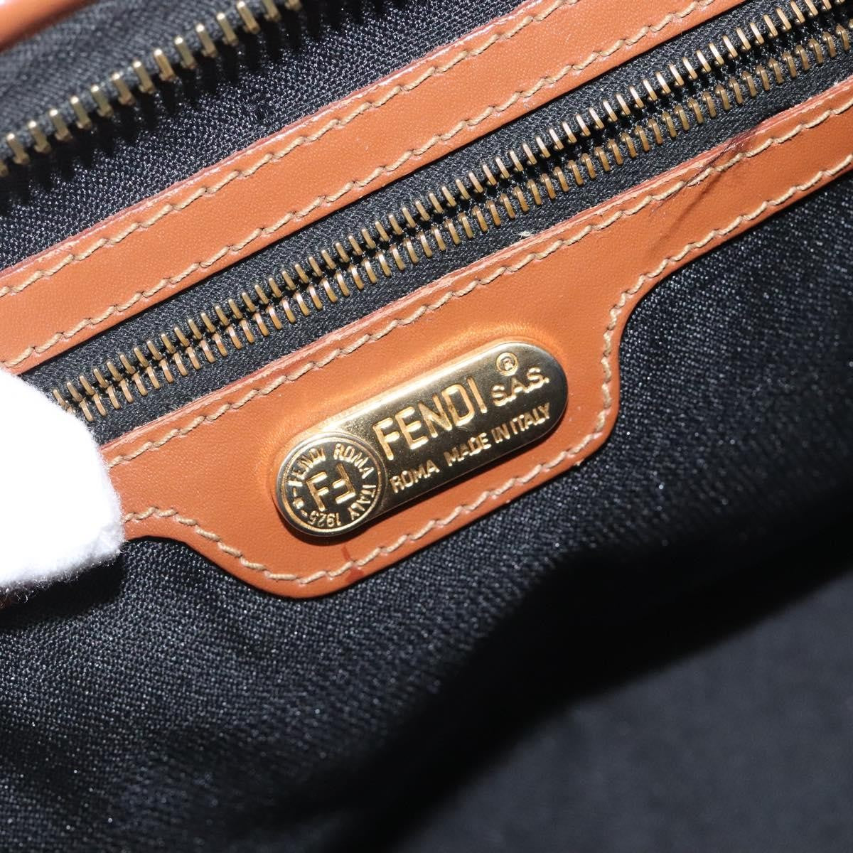 Fendi Vintage Pequin Boston Bag Coated Canvas, BROWN, CANVAS, Handbag