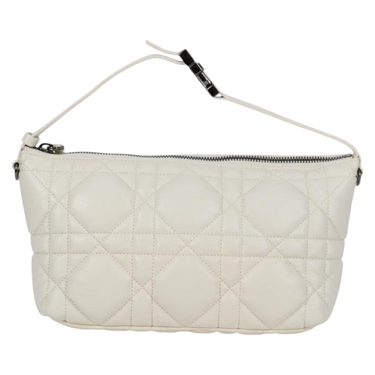 Christian Dior DiorTravel Nomad Pouch Macrocannage Quilt Calfskin, WHITE, LEATHER, Clutche & pouche