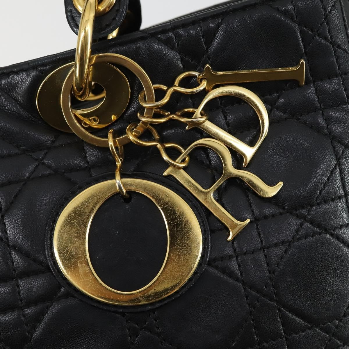 Christian Dior Vintage Lady Dior Bag Cannage Quilt Lambskin, BLACK, LEATHER, Handbag