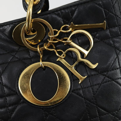 Christian Dior Vintage Lady Dior Bag Cannage Quilt Lambskin, BLACK, LEATHER, Handbag