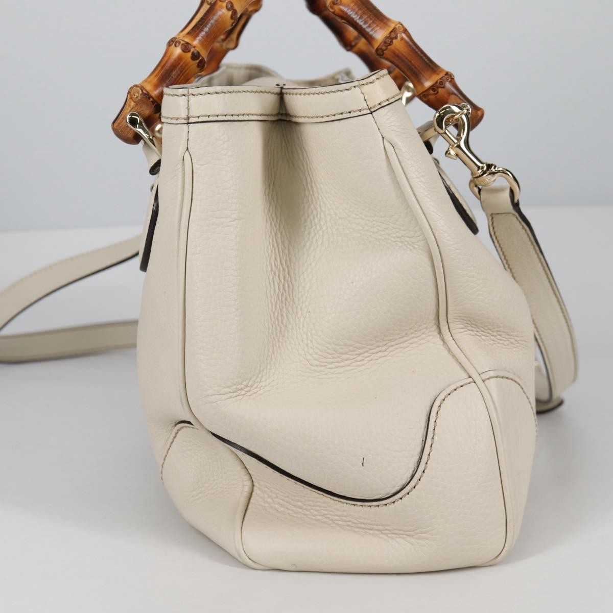 Gucci Diana Bamboo Top Handle Tote Leather, WHITE, LEATHER, Handbag