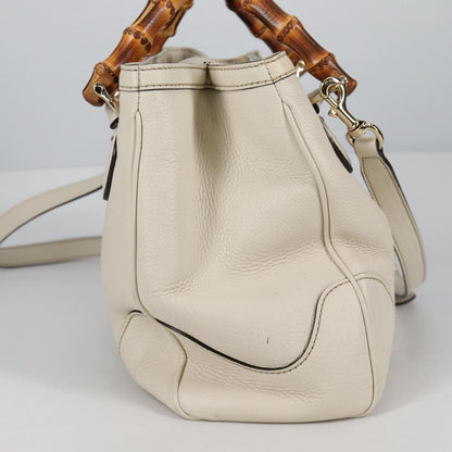 Gucci Diana Bamboo Top Handle Tote Leather, WHITE, LEATHER, Handbag