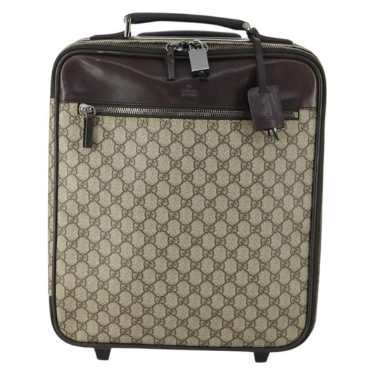 Gucci Web Trolley Rolling Luggage GG Coated Canvas, BEIGE, PVC, Travel bag