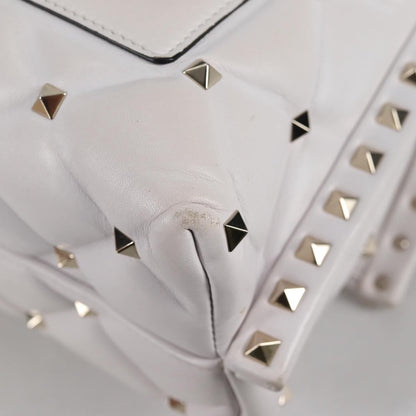 Valentino Garavani VLTN Candystud Top Handle Bag Printed Leather, WHITE, LEATHER, Handbag