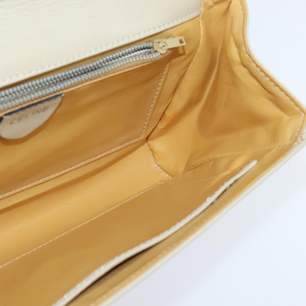 Celine Flap Shoulder Bag Leather, BEIGE, LEATHER, Shoulder bag