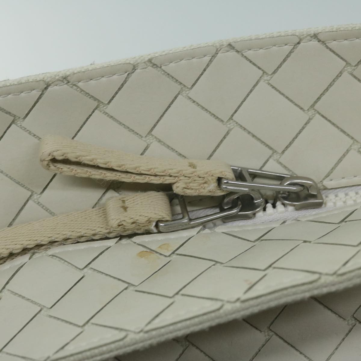 Bottega Veneta Zipped Tote Rubber Intrecciato with Canvas, WHITE, LEATHER, Tote bag