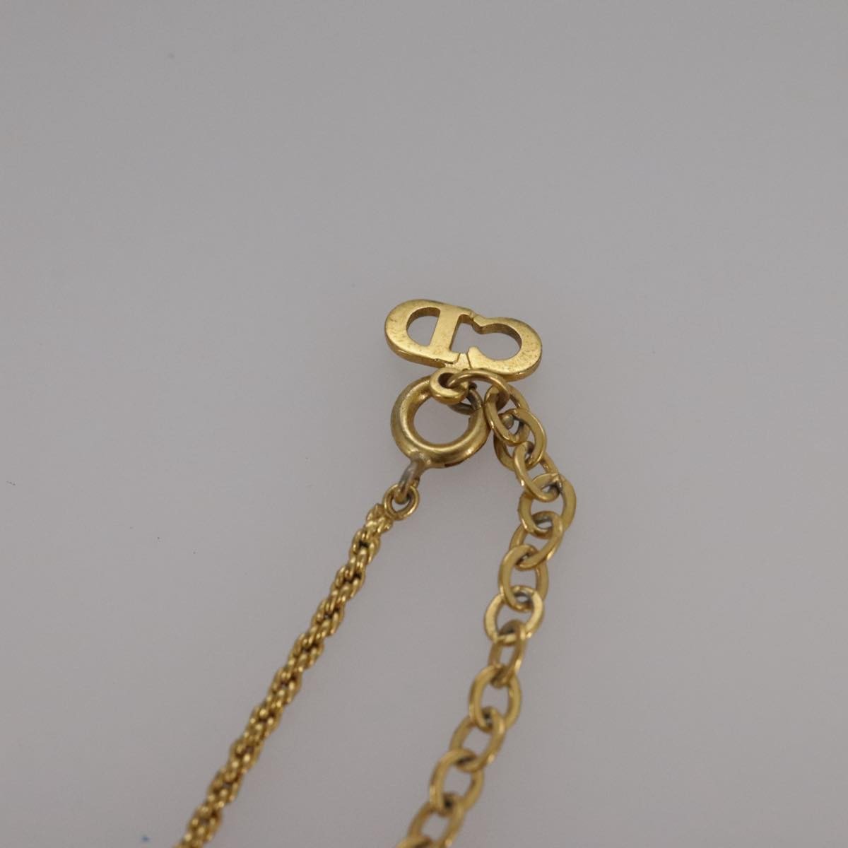 Christian Dior CD Pendant Necklace Metal and Crystals, GOLD, METAL, Necklace