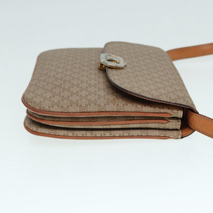 Celine Vintage Macadam Shoulder Bag Canvas and Leather, BEIGE, CANVAS, Shoulder bag