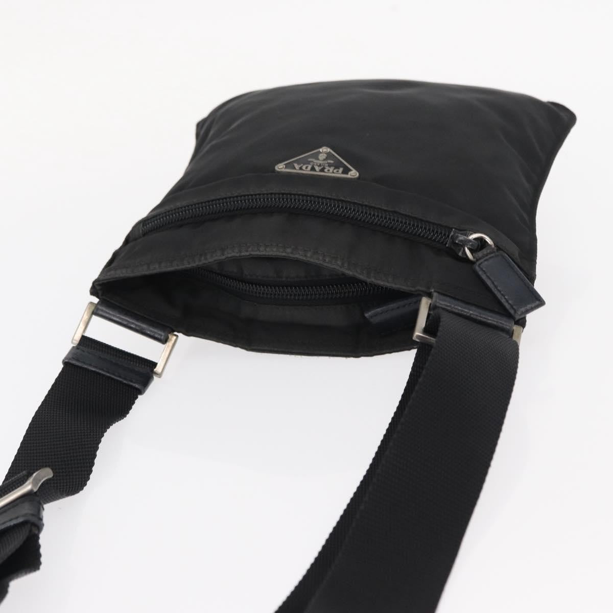 Prada Front Pocket Messenger Bag Tessuto, BLACK, NYLON, Shoulder bag