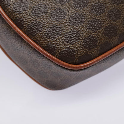 Celine Vintage Macadam Circle Logo Shoulder Bag Canvas and Leather, Brown, Canvas, Shoulder Bag