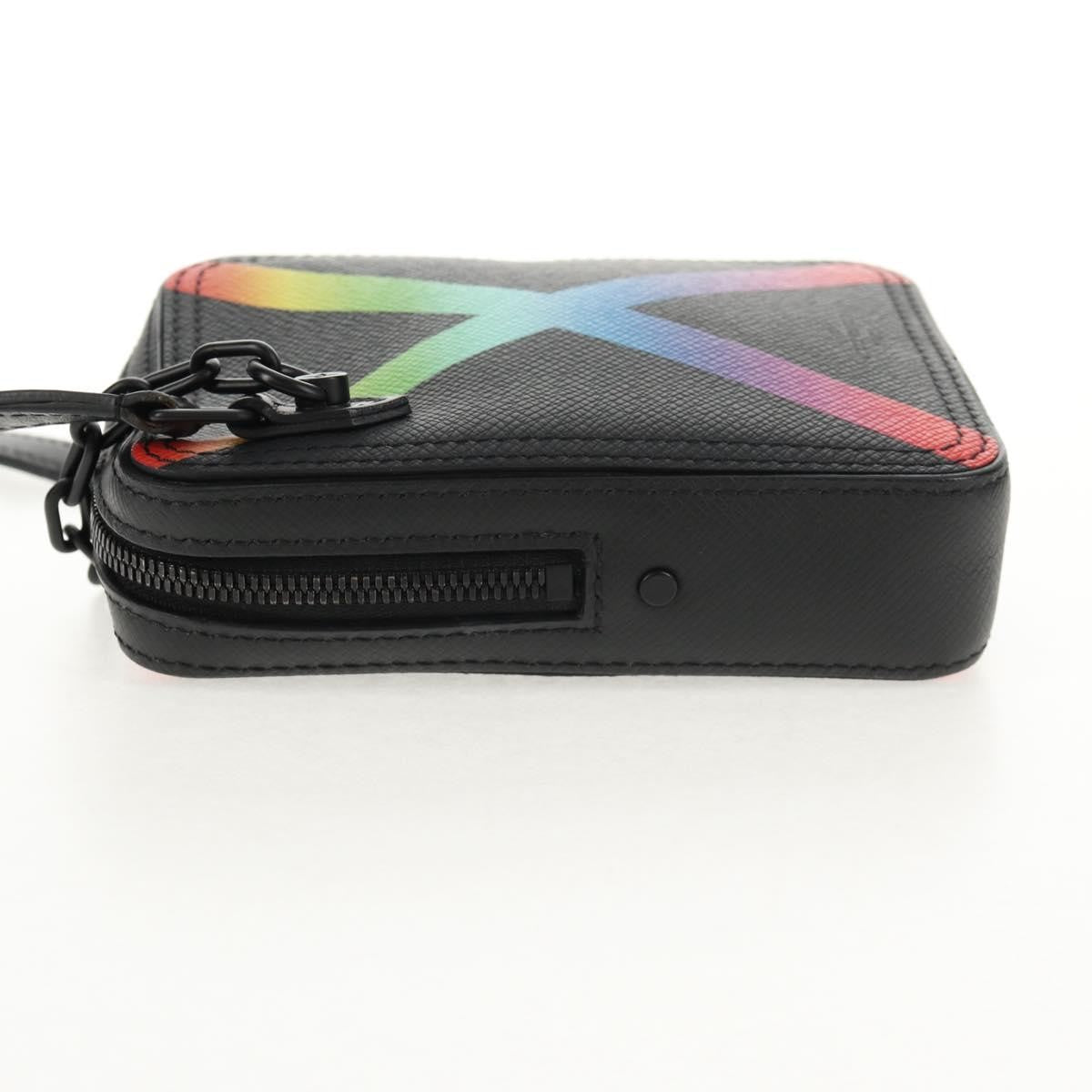Louis Vuitton Danube Messenger Bag Rainbow Taiga Leather, BLACK, LEATHER, Crossbody bag