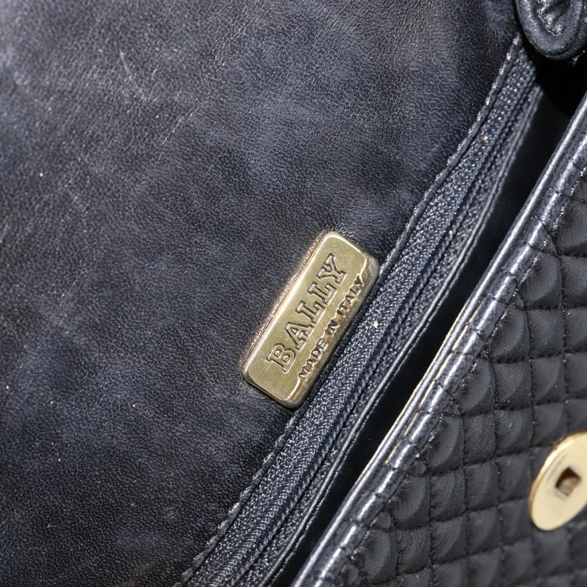 Bally Vintage Handbag Quilted Leather, BLACK, LEATHER, Handbag