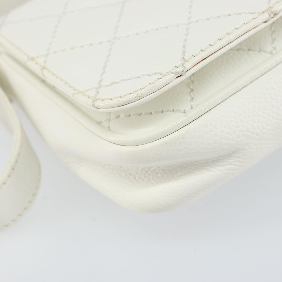 Chanel Vintage Timeless CC Adjustable Shoulder Bag Quilted Calfskin, White, Leather, Shoulder Bag