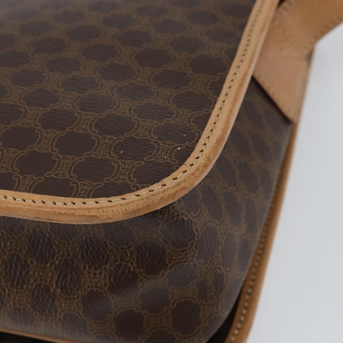 Celine Vintage Macadam Shoulder Bag Canvas and Leather, BROWN, CANVAS, Shoulder bag