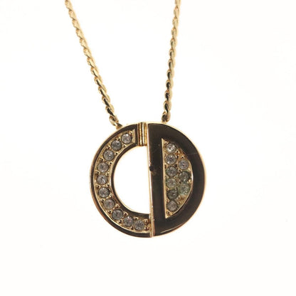 Christian Dior CD Pendant Necklace Metal and Crystals, GOLD, METAL, Necklace