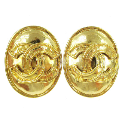 Chanel Vintage CC Button ovales Clip-On Earrings Gold-plated, GOLD, GOLD_PLATED, Earrings