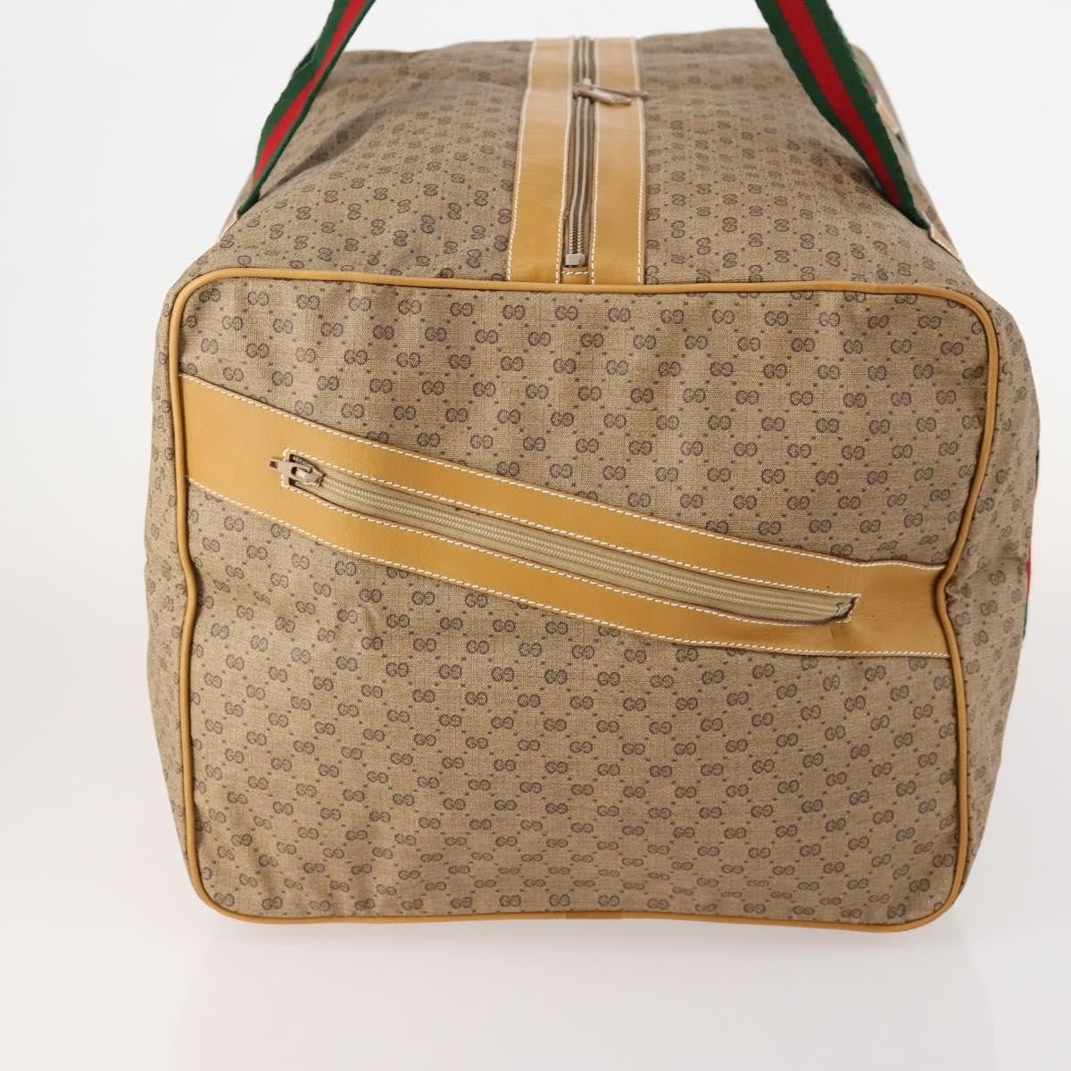 Gucci Web Trim Weekend Duffle Bag GG Coated Canvas, BEIGE, CANVAS, Travel bag