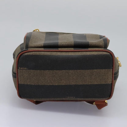 Fendi Pequin Front Pocket Backpack Coated Canvas, BROWN, CANVAS, Backpack