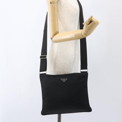 Prada Zip Top Messenger Bag Tessuto, BLACK, NYLON, Shoulder bag