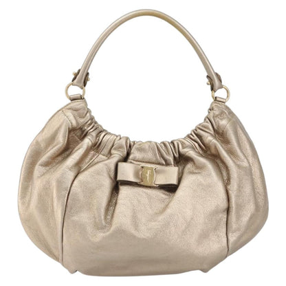 Salvatore Ferragamo Vala Handbag Leather, GOLD, LEATHER, Handbag