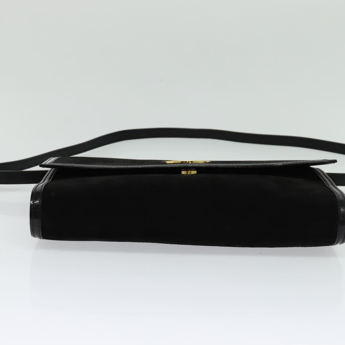 Celine Vintage Shoulder Bag Suede, BLACK, SUEDE, Shoulder bag