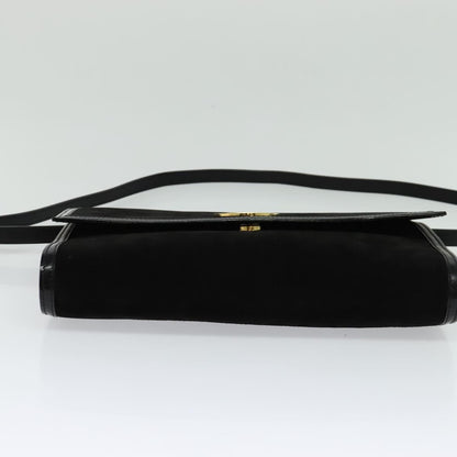Celine Vintage Shoulder Bag Suede, BLACK, SUEDE, Shoulder bag