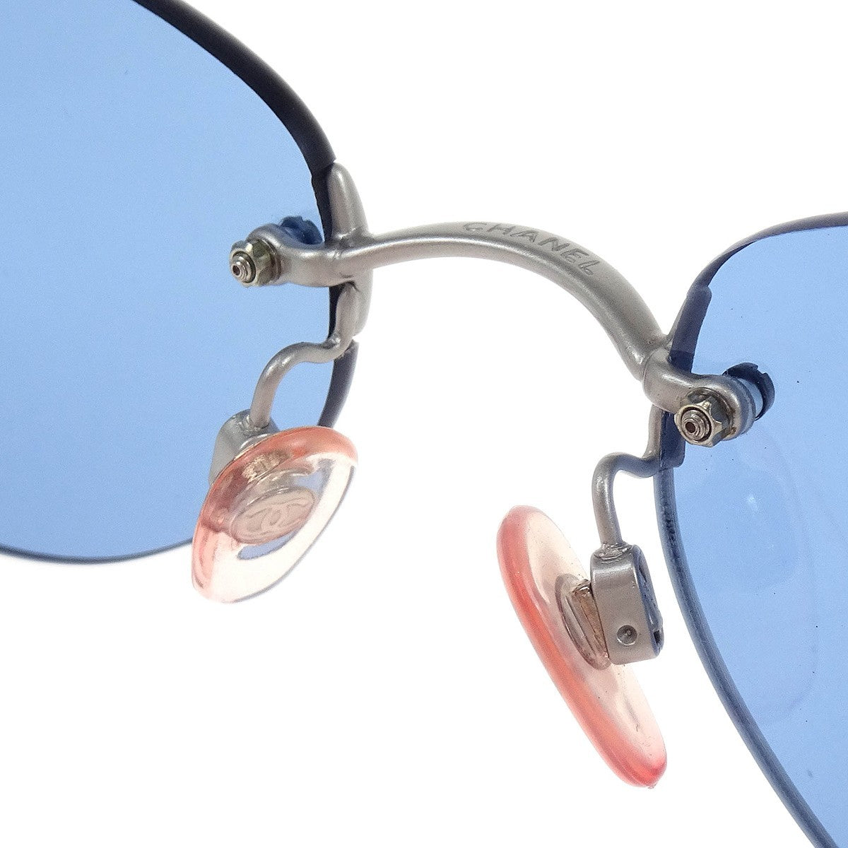 Chanel Logo CC Sunglasses Metal, BLUE, MESH, Sunglasse