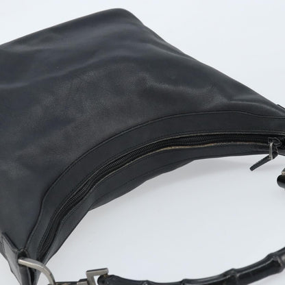 Gucci Vintage Bamboo Hobo Leather, BLACK, LEATHER, Handbag