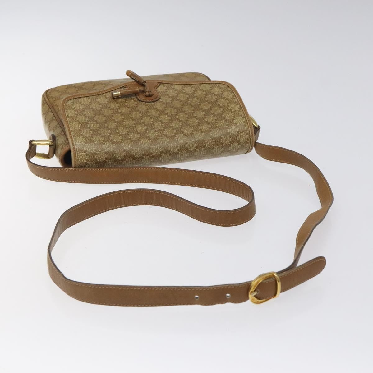 Celine Vintage Macadam Shoulder Bag Canvas, BEIGE, CANVAS, Shoulder bag