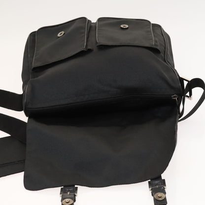 Fendi Vintage Double Buckle Flap Shoulder Bag Nylon, BLACK, NYLON, Shoulder bag