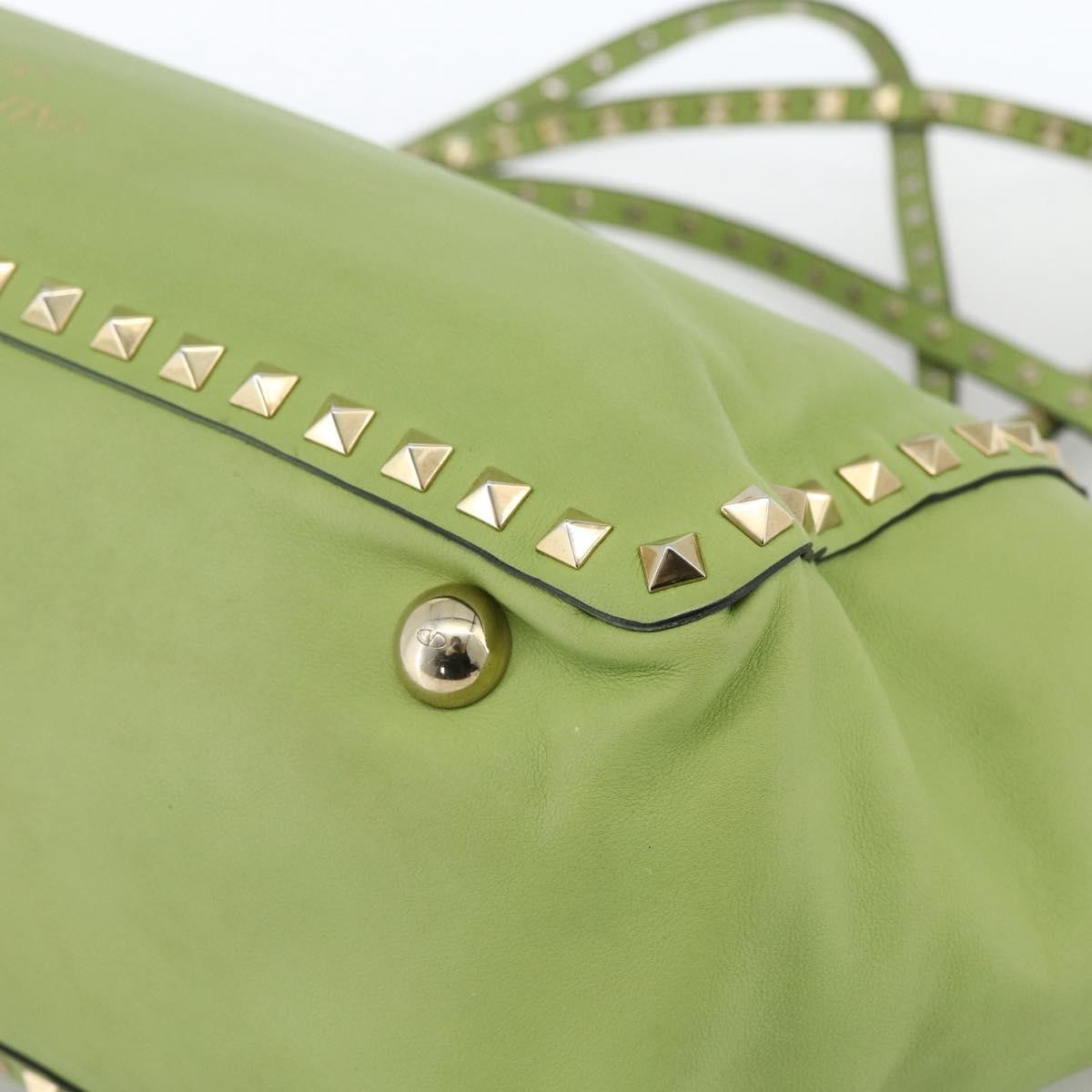 Valentino Garavani Rockstud Tote Textured Leather, GREEN, LEATHER, Tote bag